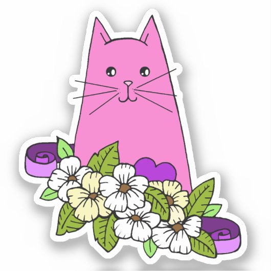 Roze Kat Laptop Sticker (Voorkant)