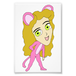 roze kat meisje foto afdruk