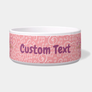 Roze kat met Violin Bowl Voerbakje