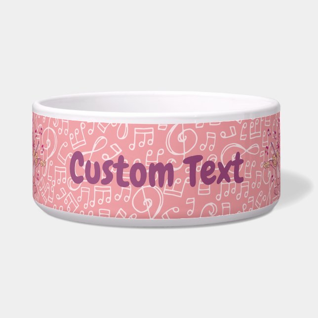 Roze kat met Violin Bowl Voerbakje (Voorkant)