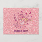 Roze kat met Violin Briefkaart (Voorkant)