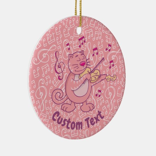 Roze kat met Violin Ceramic Ornament (Rechts)