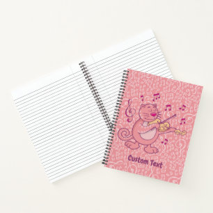 Roze kat met Violin Notitieboek