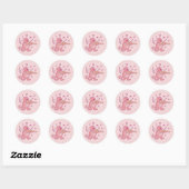 Roze kat met Violin Ronde Sticker (Vel)