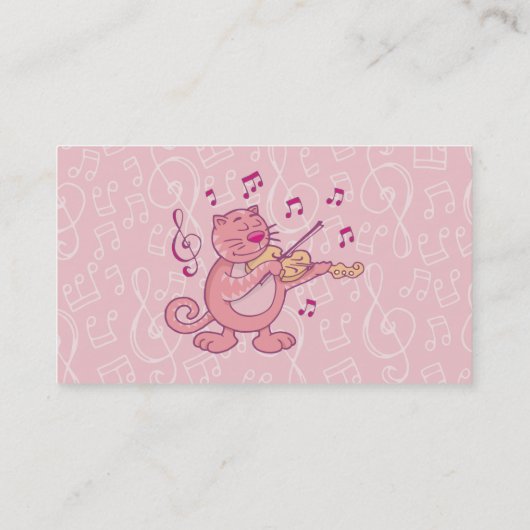 Roze kat met Violin Visitekaartje (Achterkant)