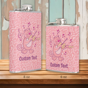 Roze kat met viool hipflacon heupfles