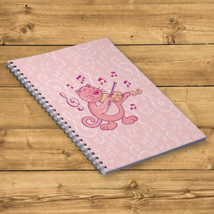 Roze kat met viool notitieboek