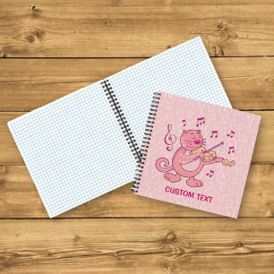 Roze kat met viool notitieboek