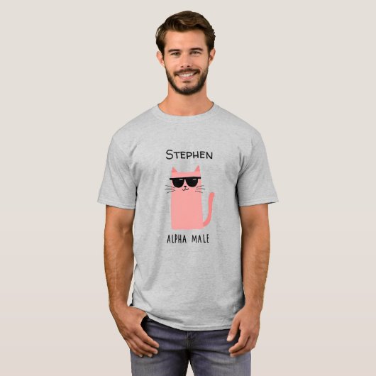 Roze Kat Met Zonnebril T-shirt (Voorkant volledig)