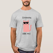 Roze Kat Met Zonnebril T-shirt (Voorkant)