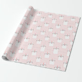 Roze Kat omlooppapier Cadeaupapier (Uitgerold)