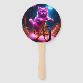 Roze kat op een Schilderachtig fietspad Handwaaier