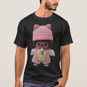 Roze kat outfit Monchhichi pop Vintage sticker T-shirt