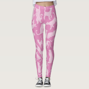 Roze kat patroon leggings