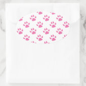 Roze kat poot printplaat ovale sticker (Tas)