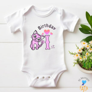 Roze kat romper