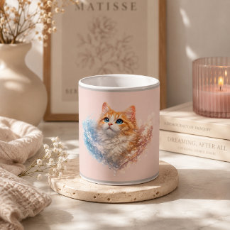 Roze kat stijl koffiemok