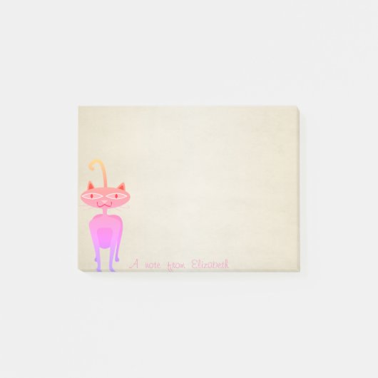 Roze kat, stijlvol post-it® notes (Voorkant)