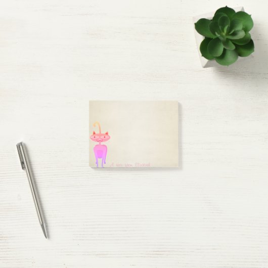 Roze kat, stijlvol post-it® notes (Kantoor)