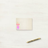 Roze kat, stijlvol post-it® notes (Op bureau)