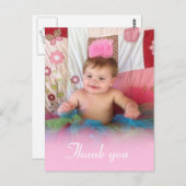 Roze Katoen Snoep: Afbeelding Dank u Briefkaart (Voorkant / Achterkant)