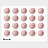 Roze Katoen Snoep Goud Confetti Verjaardagsfeest Ronde Sticker (Vel)