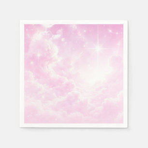 Roze Katoen Snoep Wolken Sterrenhemel Verjaardagsf Servet