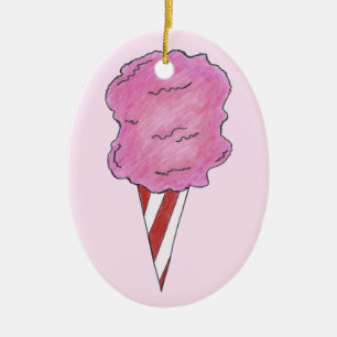 Roze katoenen Snoep Spun Sugar Candyfloss Carnaval Keramisch Ornament