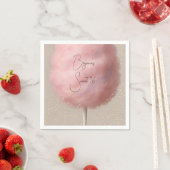 Roze katoenen suikerspin gouden confetti verjaarda servet (Insitu)