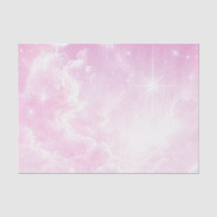 Roze katoenen suikerspin wolken sterrenhemel verja tissuepapier