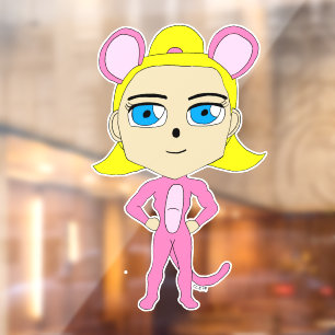 roze katster raamsticker