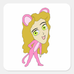 roze katster vierkante sticker