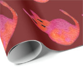 Roze kattebiefachtig schattig kat cadeaupapier (Rol Hoek)