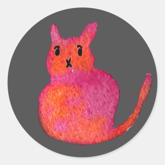 Roze kattebiefachtig schattig kat ronde sticker (Voorkant)