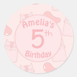 Roze katten en jellybeans Aangepaste ouderdag Ronde Sticker