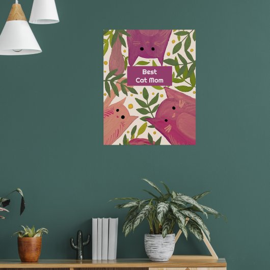 Roze katten en takken Beste kattemoeder Poster (Woonkamer 1)