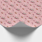 Roze katten en voedseldesh cadeaupapier (Hoek)