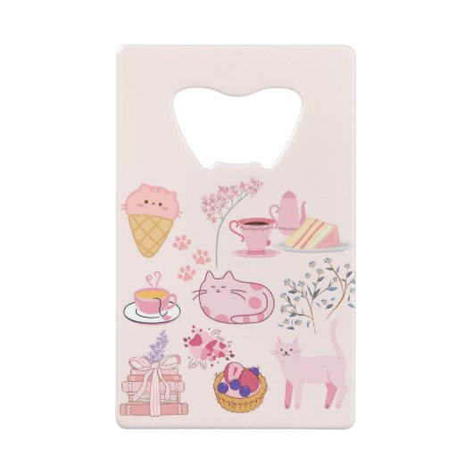 Roze katten Gezelligheid Kredietkaart Flessenopener (Achterkant)