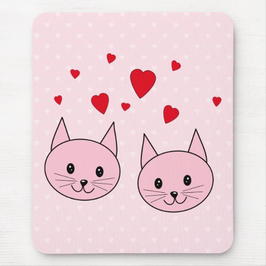 Roze katten met liefdeharten muismat (Voorkant)