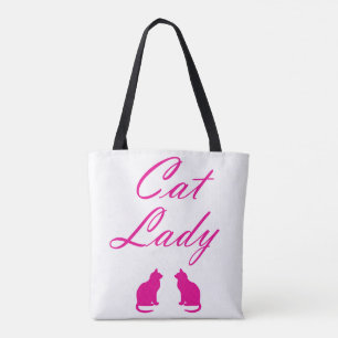 Roze kattenvrouw draagtas