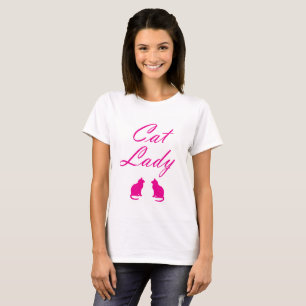 Roze kattenvrouw t-shirt