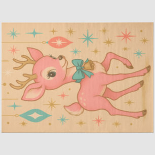 Roze Kauwgom Rendier Retro Kerst Kitsch Tissuepapier