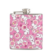 roze kawaï - patroon heupfles (Voorkant)