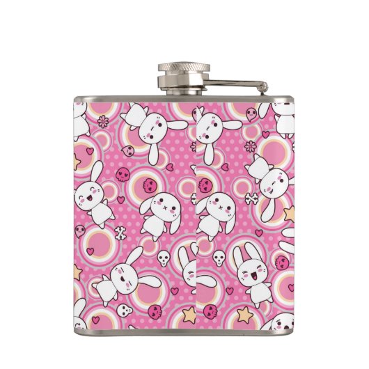 roze kawaï - patroon heupfles (Achterkant)