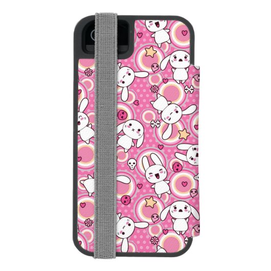 roze kawaï - patroon incipio iPhone portemonnee hoesje (Agenda Achterkant)