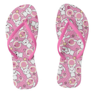 roze kawaï - patroon teenslippers