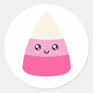 Roze Kawaii Candy Corn Ronde Sticker