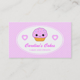 Roze Kawaii Cupcake Visitekaartje bakkerij