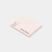 Roze Kawaii Kat Aangepaste Tekst Post-it® Notes (Schuin)