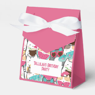 Roze Kawaii Katten Pool Verjaardagsfeest Bedankdoosjes
